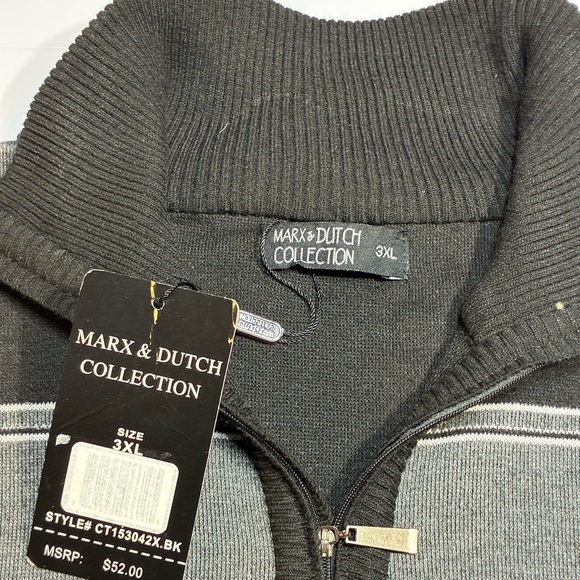 Marx & Dutch Collection Mens Gray Black & White 1/4 Zip Sweater Sz 3X NWT - Picture 7 of 7